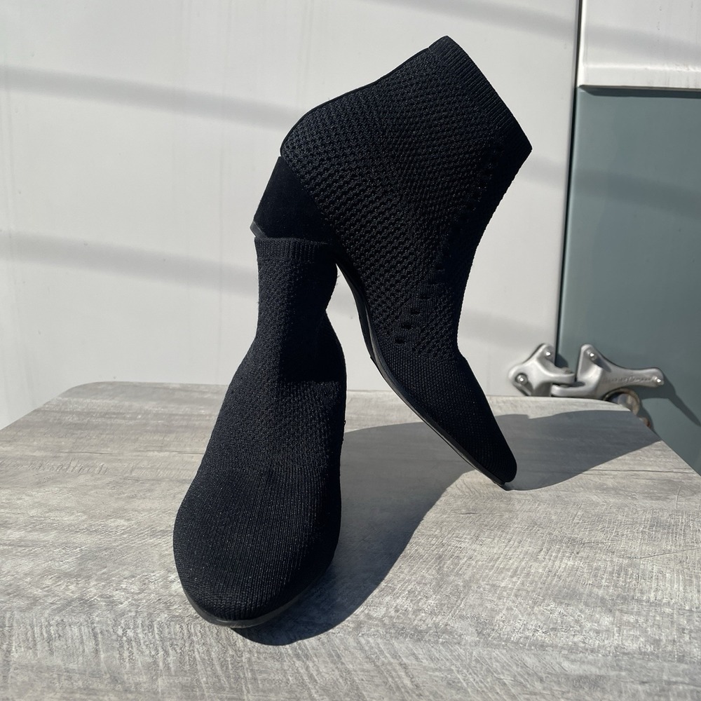 Eileen Fisher Purl Sock‎ Pull On Recycled Stretch Knit Black Booties - Size 7
